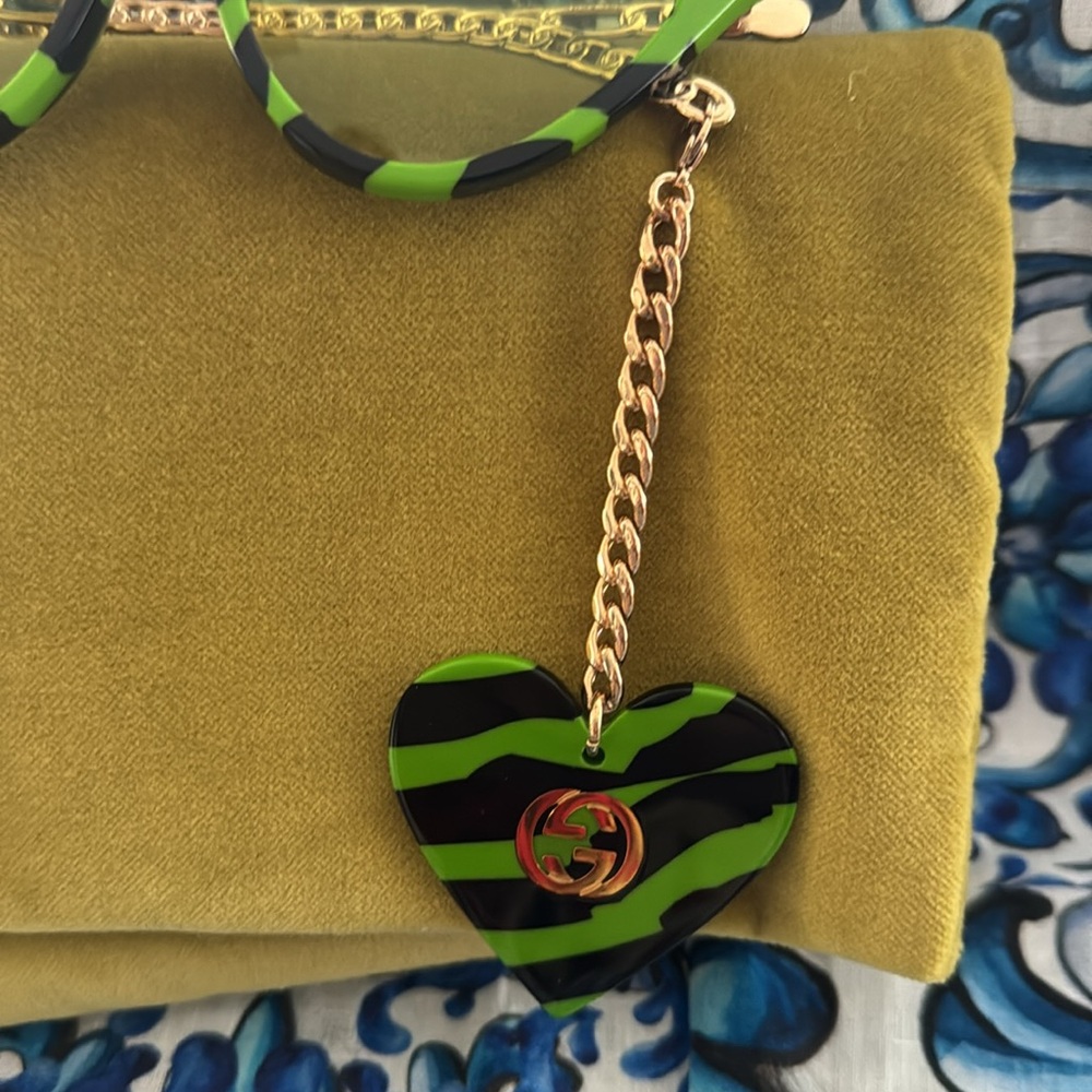GUCCI Zebra-print cat-eye sunglasses and clips worn once GREEN & Black & Gold - Picture 5 of 10